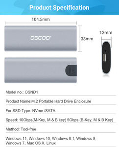 ホットセール OSCOO SP2 M.<span class=keywords><strong>2</strong></span> NVMe NGFF SSD エンクロージャ M.<span class=keywords><strong>2</strong></span> 2230 2242 2260 2280 SSD 容量最大2TB対応 10Gbps USB Type C <span class=keywords><strong>2</strong></span>-in-1 - Product Image 6