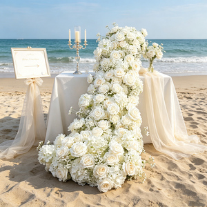 Centros de mesa con rosas blancas, decoración para bodas, camino de flores, arco decorativo con flores - Product Image 1