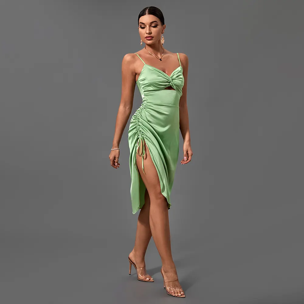 Ocstrade Primavera Casual Vertidos Bachelorette Party Supplies 2022 Mini green split cut out sling Sexy Club Dress