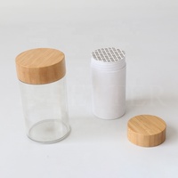 Pilulier transparent de luxe personnalisé 150cc 300cc conteneur de capsules de collagène avec couvercle en bois de bambou