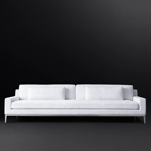 أريكة RH ITALIA TRACK ARM، تنجيد قماشي أبيض مع قاعدة معدنية، طقم أثاث عصري فاخر لغرفة المعيشة - Product Image 2