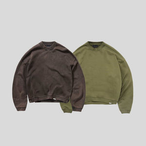 Sweat-shirt à manches longues à épaules tombantes Kingsen personnalisé, lavé, col rond, en molleton français doux et lourd pour homme - Product Image 2