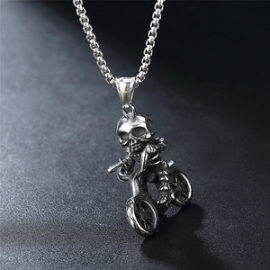 yunnique Skeleton Bike Pendant Stainless Steel Necklace Unisex Party Fashion Jewelry - Product Image 2