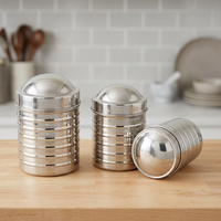 Juego de 3 Recipientes para Especias de Acero Inoxidable Clásico Personalizado, Tapas Abatibles Hechas a Mano, Resistentes al Agua, para Uso en la Cocina
