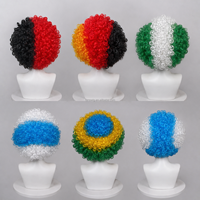 Perruque Afro Frisée Synthétique Couleur Country pour Fans de Sport, Perruque de Clown pour Fête, Vente en Gros
