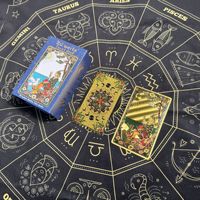 Cartes de Tarot authentiques classiques en papier durable, écologiques, imperméables, avec dorure 24K et motif floral Mantuo, pour le jeu