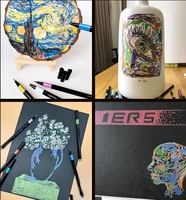IERS Lot de 18 stylos gel à paillettes liquides métalliques 18 couleurs pour album pour marquage de cartes Bullet Journal