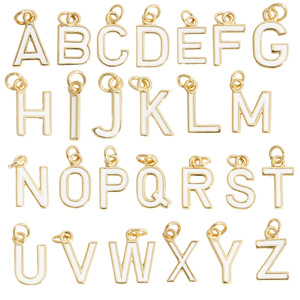 Copper Alphabet Pendant A-Z For Necklace Making Plated Gold Color Jewelry Findings Mixed Shapes 26 Letters DIY Charm - Product Image 1