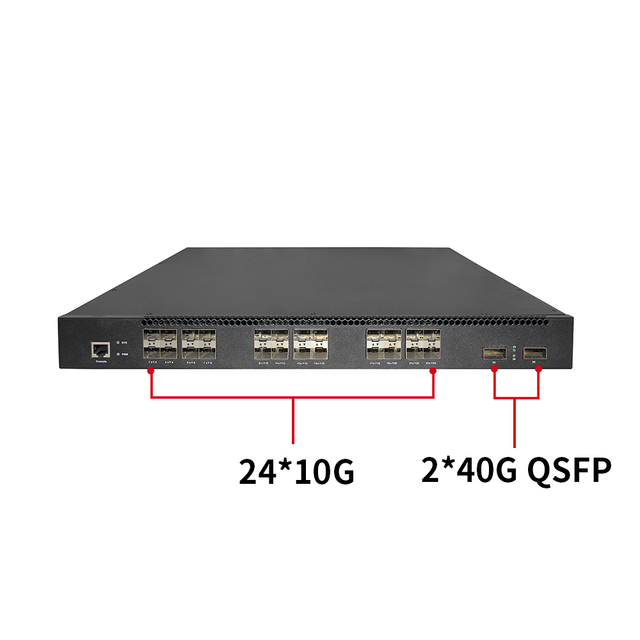 L3 10G SFP+ Managed Switch 24x10Gb SFP+ 2x40Gb QSFP+ 640 Gbps Capacity Broadcom Chip Fiber Ethernet Switch for Data Center