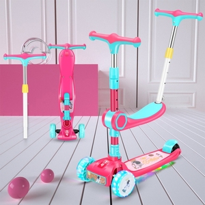Çocuklar için alüminyum plastik <span class=keywords><strong>Mini</strong></span> <span class=keywords><strong>Scooter</strong></span> katlanabilir çocuk oyuncağı dört PU tekerlekler açık kullanım itmeli kaydırak yolcu denge bisikletleri - Product Image 3