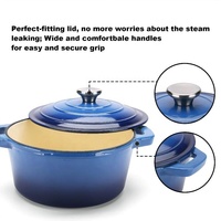 Casserole profonde minimaliste en fonte émaillée colorée Foodie avec couvercle en fonte émaillée, ustensile de cuisine écologique 24 cm