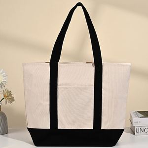 Sac fourre-tout en toile personnalisé avec impression couleur du logo publicitaire, poche et longue anse, entièrement en coton - Product Image 6