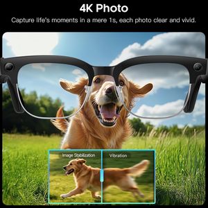 Lunettes intelligentes Hellibito AI avec caméra 8MP, vidéo 1080P, cadre carré, traduction en temps réel, enregistrement audio - Product Image 4