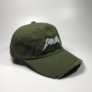 OEM Cotton Unstructured <strong>Army</strong> Green Baseball <strong>Cap</strong> With 3D Embroidered logo Custom Distressed Dad Hat - Product Image 3