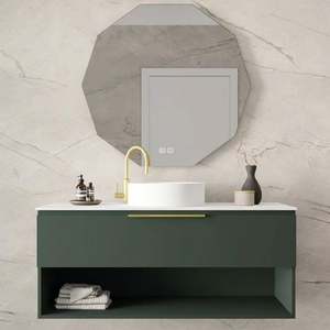Mueble de Baño Moderno Minimalista de Alta Gama con Lavabo Circular Individual/Doble, Montado en la Pared, con Espejo LED - Product Image 4