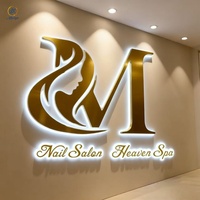 Enseigne lumineuse personnalisée avec logo, lettres en relief 3D en cuivre brossé, enseigne lumineuse LED, enseignes en métal rétro vintage pour les entreprises