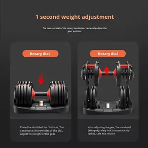 Équipement de fitness à domicile Poignée à réglage rapide Ensemble de poids de 52,5 lb Multi 24 kg Haltère réglable en acier et plastique Anti-dérapant Bras Corps - Product Image 4
