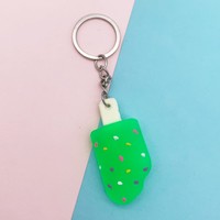 Llavero de PVC 3D con diseño de helado de dibujos animados, colgante de comida simulada multicolor para bolsos