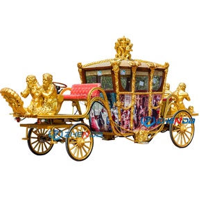 Calèche de transport spéciale de luxe sculptée en or / Calèche royale de mariage / Calèche touristique de visites - Product Image 1