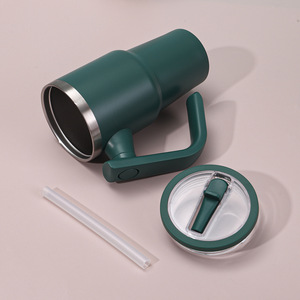 Vaso Térmico de Lujo de 40oz con Asa y Popote, Taza de Viaje Aislada a Prueba de Fugas que Cabe en el Portavasos del Coche, Acero Inoxidable 304, Venta al por Mayor - Product Image 3