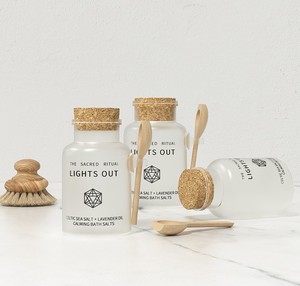 Botella vacía de plástico ABS con tapa de corcho, esmerilada, transparente, redonda, cuchara de madera para <span class=keywords><strong>polvo</strong></span> cosmético de sal de baño, 200g - Product Image 6