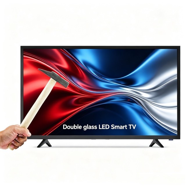 Double Glass LED Smart TV 55 Inch 4K UHD Android 15 HDR10+ Voice Control Hotel Use HDTV