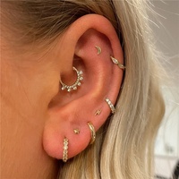 Bijoux de piercing corporel Gaby, argent sterling 925 plaqué or 18 carats, cœur plat, filetage interne, hélix, tragus, lèvre, labret, boucle d'oreille