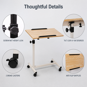 Mesa Ajustable para Cama <span class=keywords><strong>de</strong></span> Hospital y Cuidado en el Hogar, con 4 Ruedas, 2 Frenos y Capacidad <span class=keywords><strong>de</strong></span> 30 kg para Personas Mayores - Product Image 4