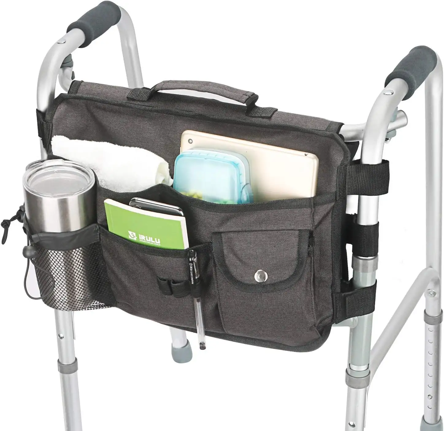 Oem Fabriek Rollator Draagtas Met Bekerhouder Opvouwbare Rollator Handvrije Opbergmand Rolstoelaccessoires Tas