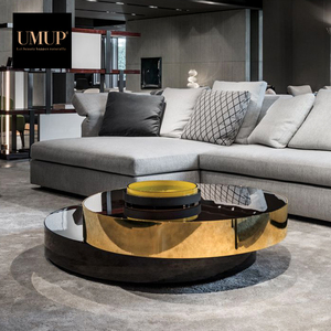 Bàn Cà Phê Tròn Cao Cấp Bàn Cà Phê Màu Đen Và Vàng Xoay Bằng Thép Không Gỉ Sang Trọng Hiện Đại Đôi - Product Image 4