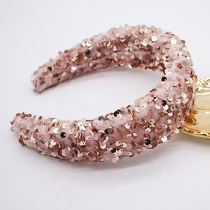 Fascinator Thick Wide <strong>Padded</strong> Girl Hairbands Paillette Winter <strong>Headband</strong> Women Crystal <strong>Headbands</strong> Wholesale - Product Image 3