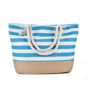 Fashion Rope Handle Stripe Canvas <b>Beach</b> <b>Tote</b> Bag Wholesale - Product Image 3
