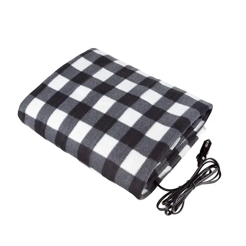 Retro Plaid Pattern Heated Blanket Portable Car Electric Blanket Washable Camping Outdoor Blanket For All Seasons