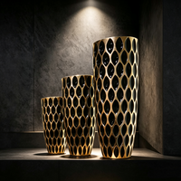 Vases à fleurs dorés et noirs pour la décoration d'hôtel, vase à fleurs haut de gamme, décoration de jardin, grands pots