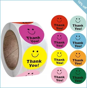 Custom Factory Cheap Price Self Adhesive Label Logo Thank You Craft Roll Sticker Tape