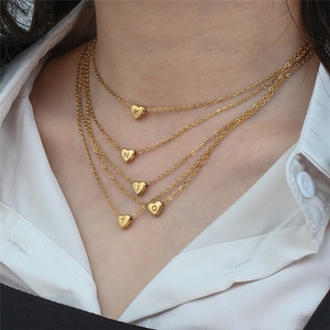 Nuova Collana Personalizzata con Ciondolo a Cuore e <span class=keywords><strong>Lettera</strong></span> Iniziale in Acciaio Inossidabile Placcato Oro per Donna - Product Image 2