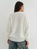 Cardigan en tricot épais pour femme, col en V, couleur blanche, en laine et viscose, style décontracté, pour usage quotidien, modèle jeune femme, en promotion