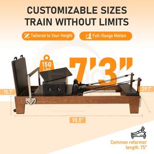 家庭用およびスタジオおよびジム用プロのボディトレーニングクルミ色の木材ピラティス改革者 - Product Image 3