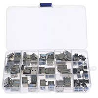 Boîte de connecteurs USB 82 pièces, 14 spécifications, mâle/femelle, mini-plaque de raccordement 2 broches, double couche 90 degrés, 180 degrés
