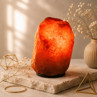 Lampe de Sel Rose de l'Himalaya Naturelle Sculptée à la Main en Forme d'Ange avec Base en Bois pour Décoration Maison et Mariage