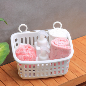 Plastic Hanging Bathroom <b>Storage</b> <b>Basket</b> Rectangle Wall Mounted Punch Free Shower Organizer For Towels Soap Shampoo - Product Image 2