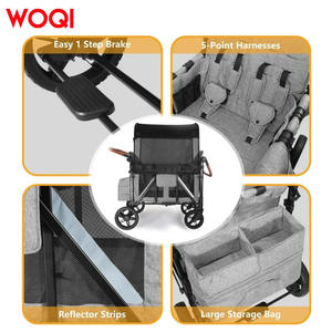 Poussette bébé Woqi 85x52x138 cm, cadre en alliage d'aluminium, capacité de charge de 150 kg, 0-3 ans, couleur grise, pliable d'une seule main - Product Image 5