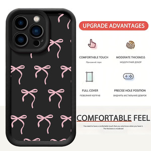 Custodia per telefono antiurto in TPU <span class=keywords><strong>a</strong></span> copertura totale con fiocco rosa e scanalature nere, all'ingrosso, per iPhone 13 14 15 16 17 e modelli <span class=keywords><strong>Samsung</strong></span> - Product Image 5