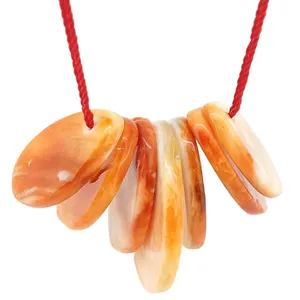Collana di gioielli a forma di pera di pietra preziosa di ostrica spinosa perline di ostrica spinosa arancione