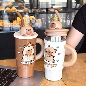 Hello Cappy <b>Insulated</b> <b>Mug</b> 575Ml With Straw And Lid For Office Use - Product Image 4