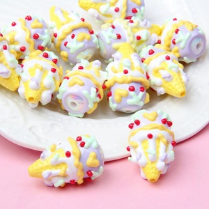 <span class=keywords><strong>Perles</strong></span> en acrylique en forme de cœur, peintes à la main, style crème glacée, pour la création de chaînes de téléphone, de pendentifs de voiture et de sacs, accessoires DIY - Product Image 6