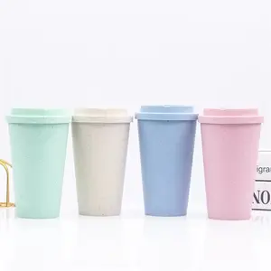 New hot sale coffee and milk tea environmental plastic mugs with lid 450ml colored logo customized