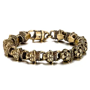 Wholesale custom men fashion gold multiple tiger heads accessories stainless steel bracelet men jewelry