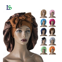 Bonnet de nuit en satin personnalisable, réversible, double couche, en soie satinée, pour adulte, extra large, avec logo