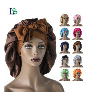 <span class=keywords><strong>Bonnet</strong></span> de nuit en satin personnalisable, réversible, double couche, en soie satinée, pour adulte, extra large, avec logo - Product Image 1